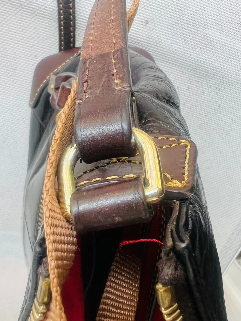 Dooney & Bourke Black Croc-Embossed Leather Messenger Bag